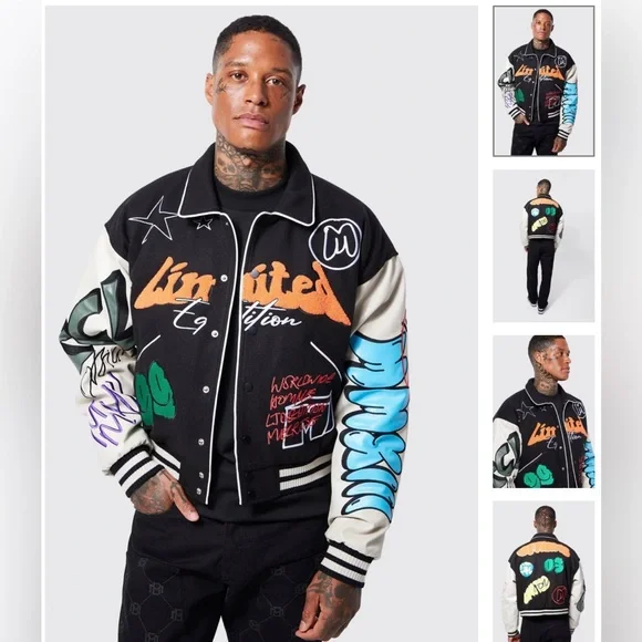 SOLD- Varsity Jacket - Graffiti Style - Picture 5 of 9